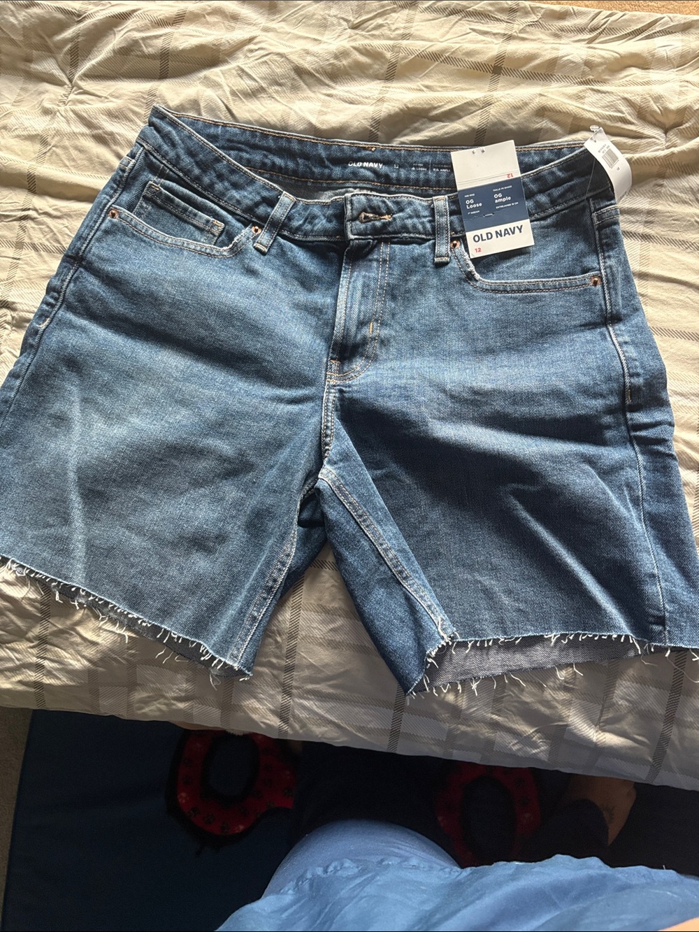 Old Navy Medium Blue Denim Cutoff Shorts with Frayed Hem